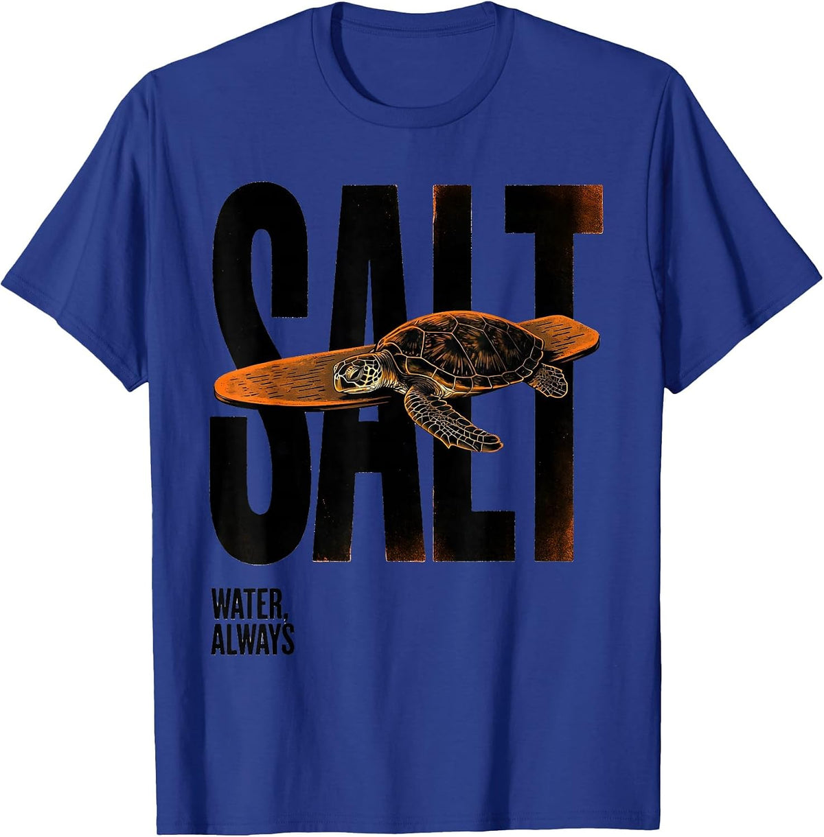Men's Salt Water, Always Sea Turtle Ocean Animal Lover T-Shirt - Royal Blue