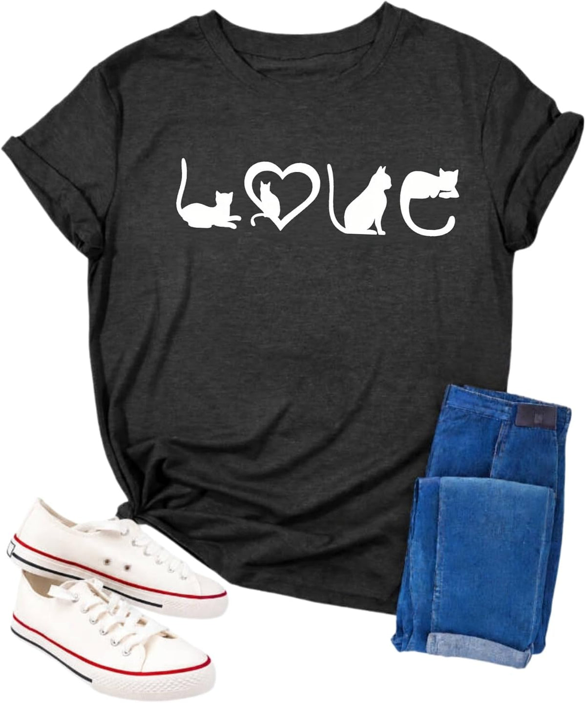 Cat Shirt Cat Shirts for Women Funny Black Cat Tshirt Pet Lover Gifts Shirts Cute Graphic Tee Blouse Graphic Casual Tops -