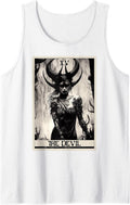 Occult Dark Art Horror The Devil Tarot Card Tank Top - White