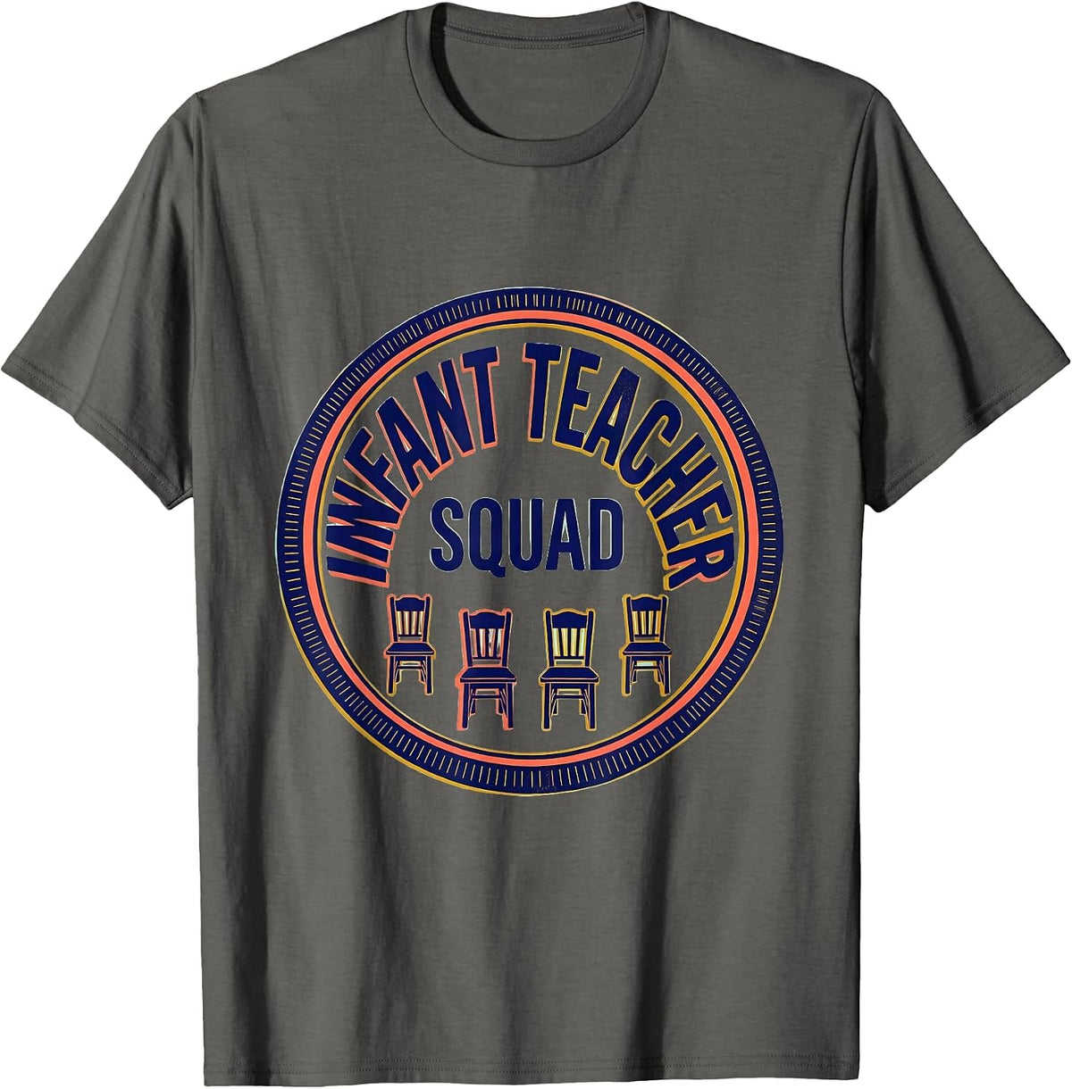 Men's Infant Teacher Squad Daycare Provider Childcare Staff T-Shirt - Asphalt Grey