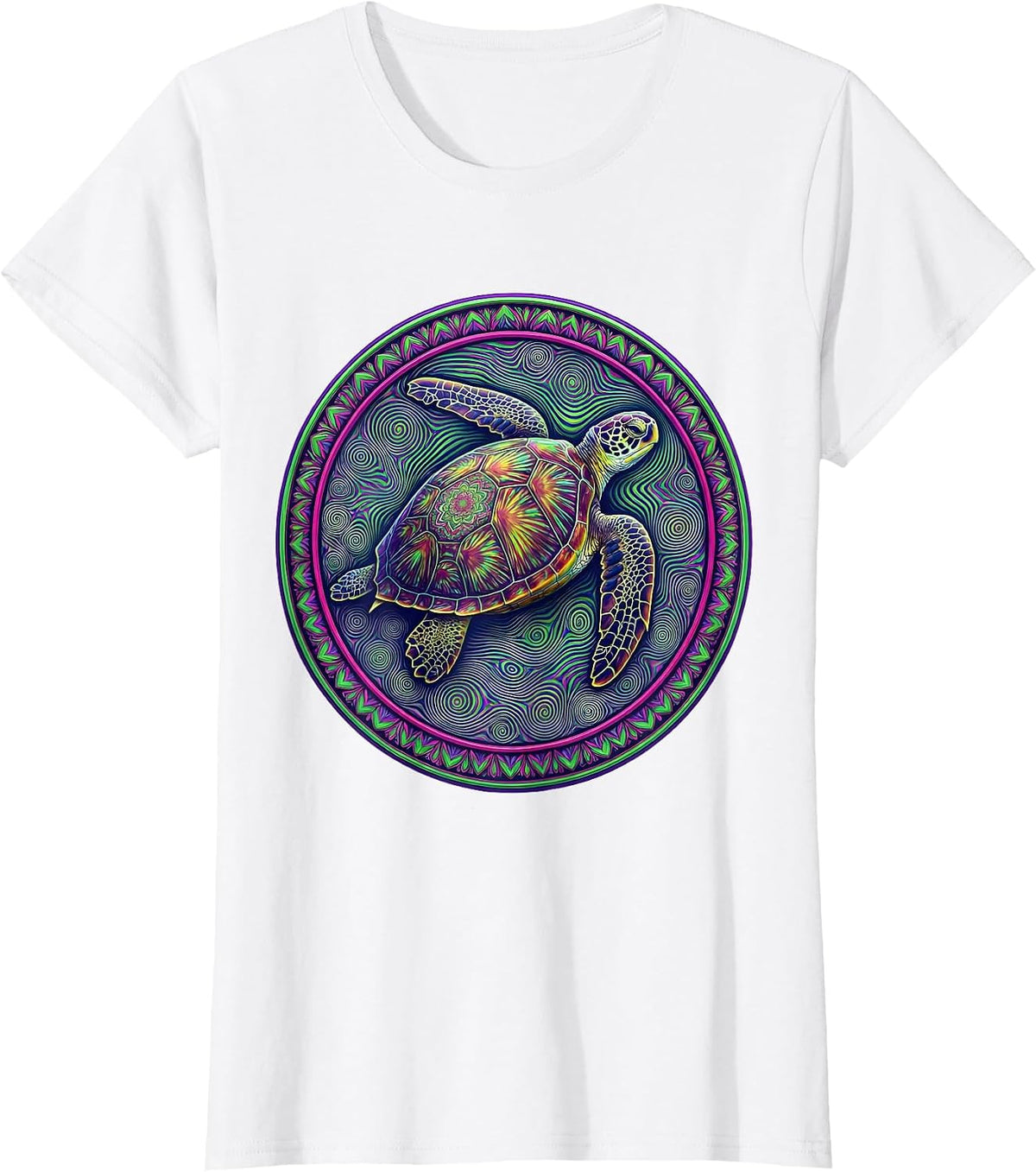 Sea Turtle Sunlit Ocean Peace Graphic T-Shirt - White