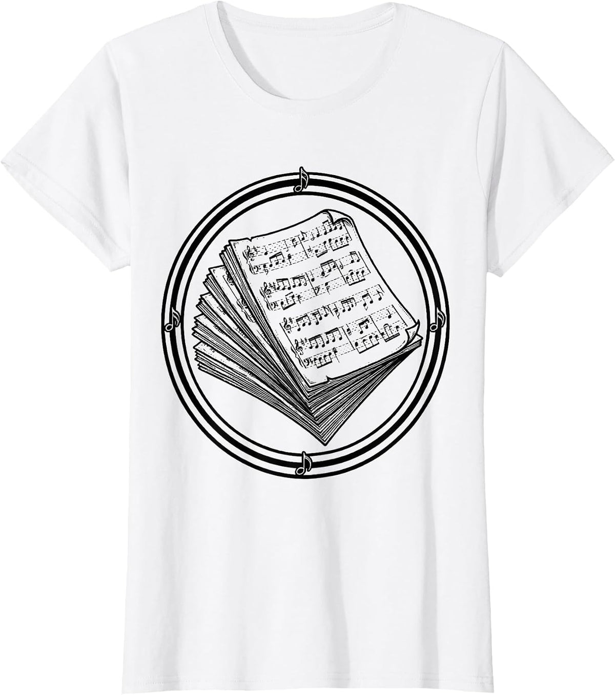 Music Teacher Stack of Sheet Music Illustration T-Shirt - White