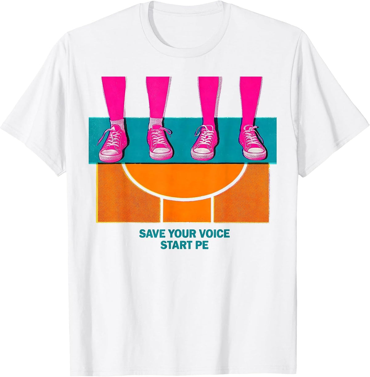 Men's Save Your Voice Start PE Physical Education Teacher Back T-Shirt - White