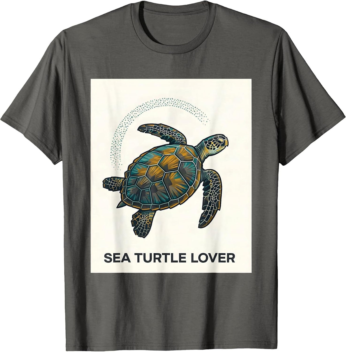 Sea Turtle Lover Midcentury Modern Ocean Animal Beach Art T-Shirt - Asphalt Grey
