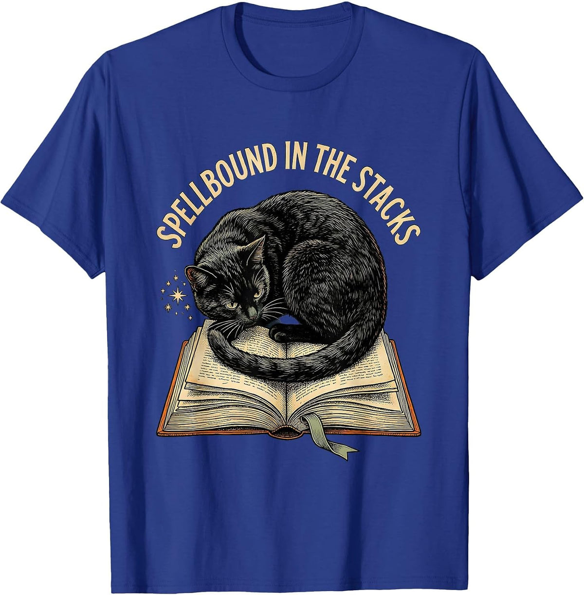 Spellbound In The Stacks Funny Book Lover Halloween Reader T-Shirt - Royal Blue