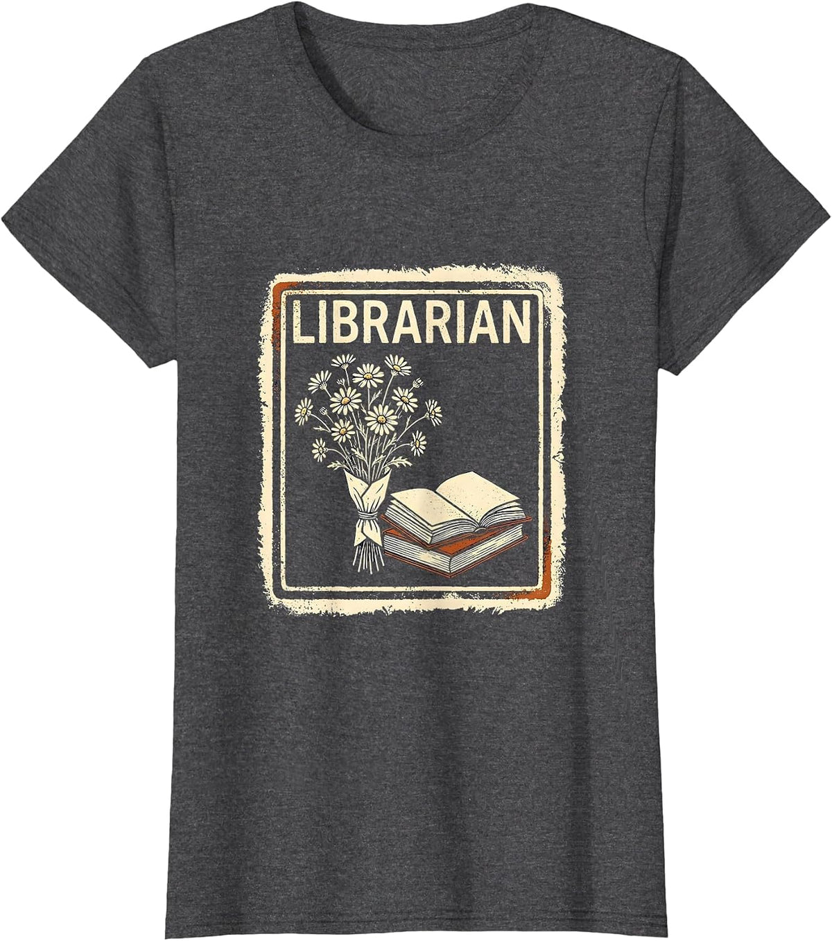 Women's Librarian Rubber Stamp Teacher Gift School Start T-Shirt - Dark Heather Grey