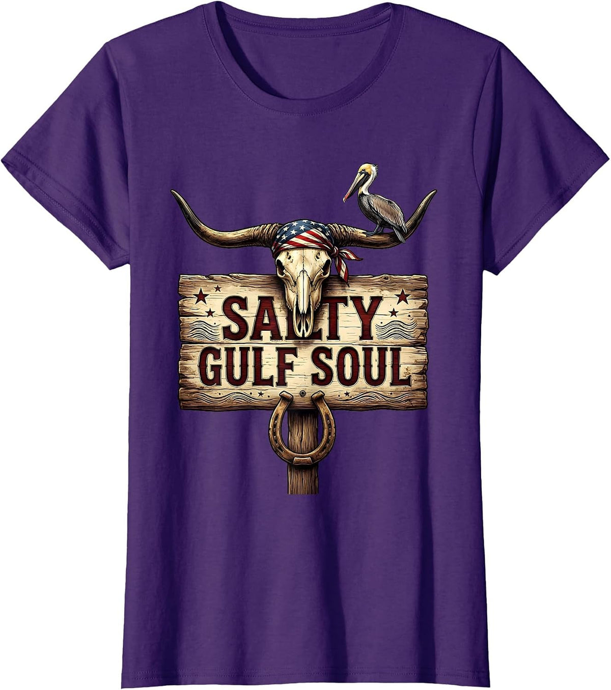 Women's Salty Gulf Soul Gulf of Mexico Design T-Shirt - Purple