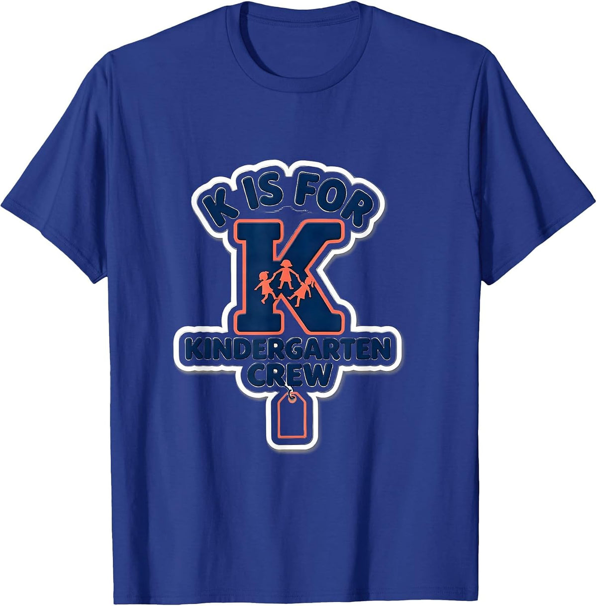 K Is For Kindergarten Crew Playful Teacher Back to School T-Shirt - Royal Blue