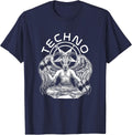 Techno Satanic Goat Satanism Rave Trance EDM House Music DJ T-Shirt - Navy Blue