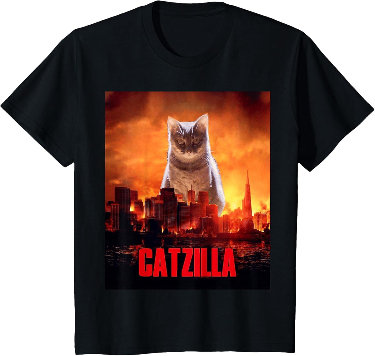 Catzilla Cat Kitten Lover T-Shirt - Black