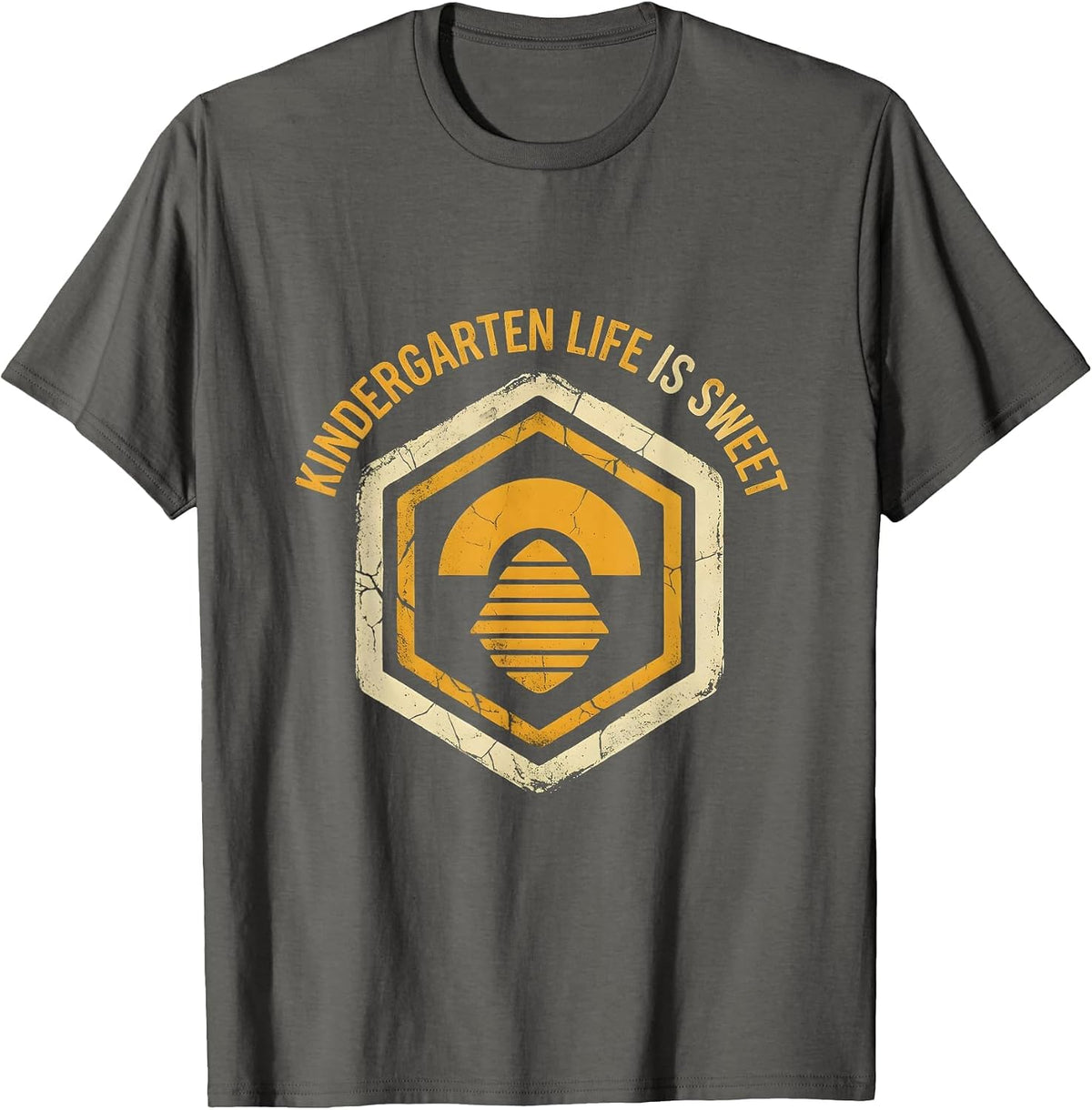 Kindergarten Life Is Sweet Teacher Design T-Shirt - Asphalt Grey