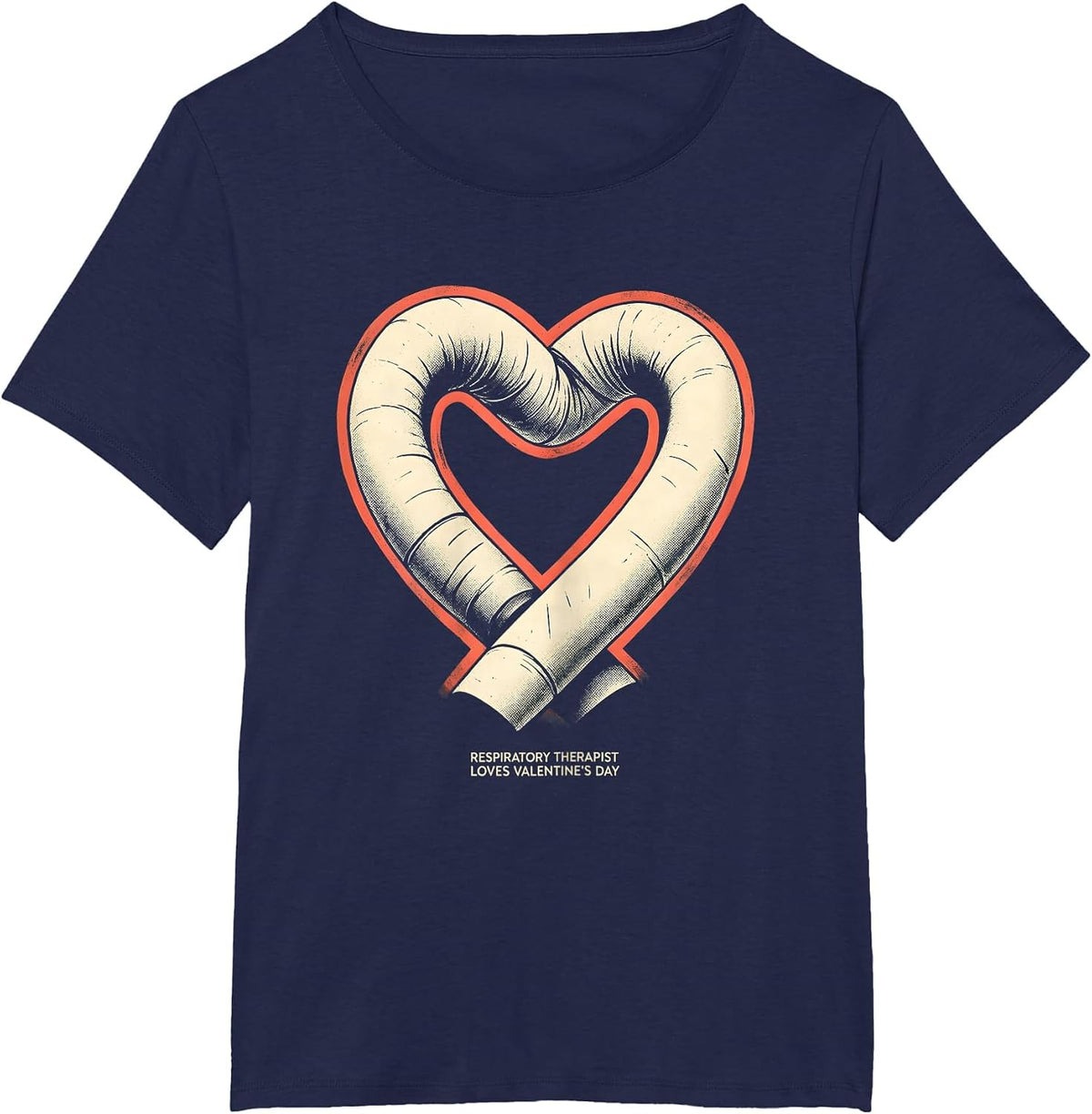 Women's Respiratory Therapist Loves Valentine's Day Heart T-Shirt - Navy Blue