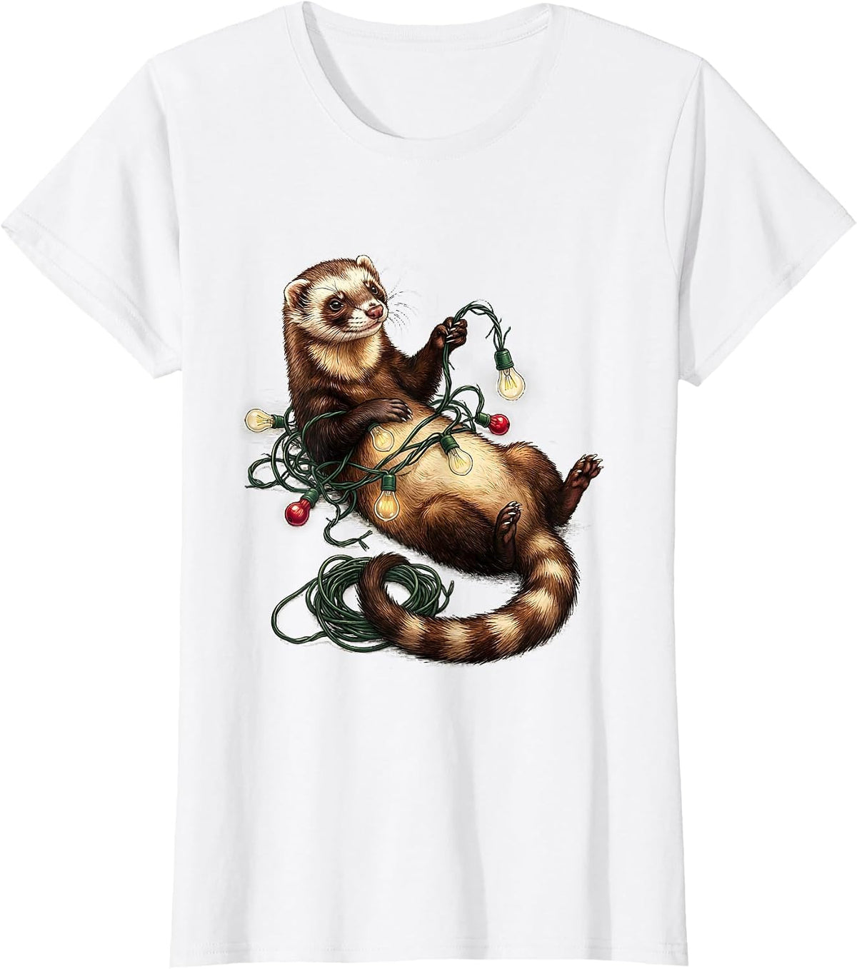 Ferret Under Lights Funny Ferret Lover Gift T-Shirt - White