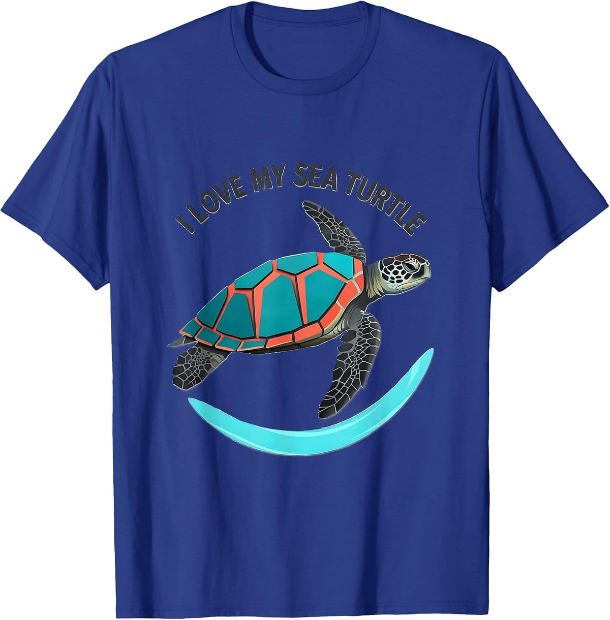 Men's I Love My Sea Turtle Midcentury Modern Ocean Animal Lover T-Shirt - Royal Blue