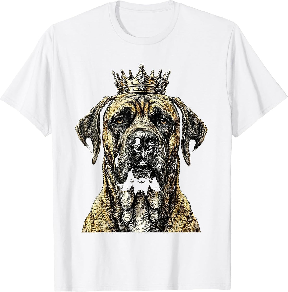 Men's Great Dane With Tiny Crown Illustration T-Shirt - White