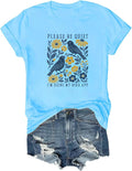 Please Be Quiet I'm Using My Bird App T-Shirt Bird Nerd Shirt Crew V Neck - Sky Blue
