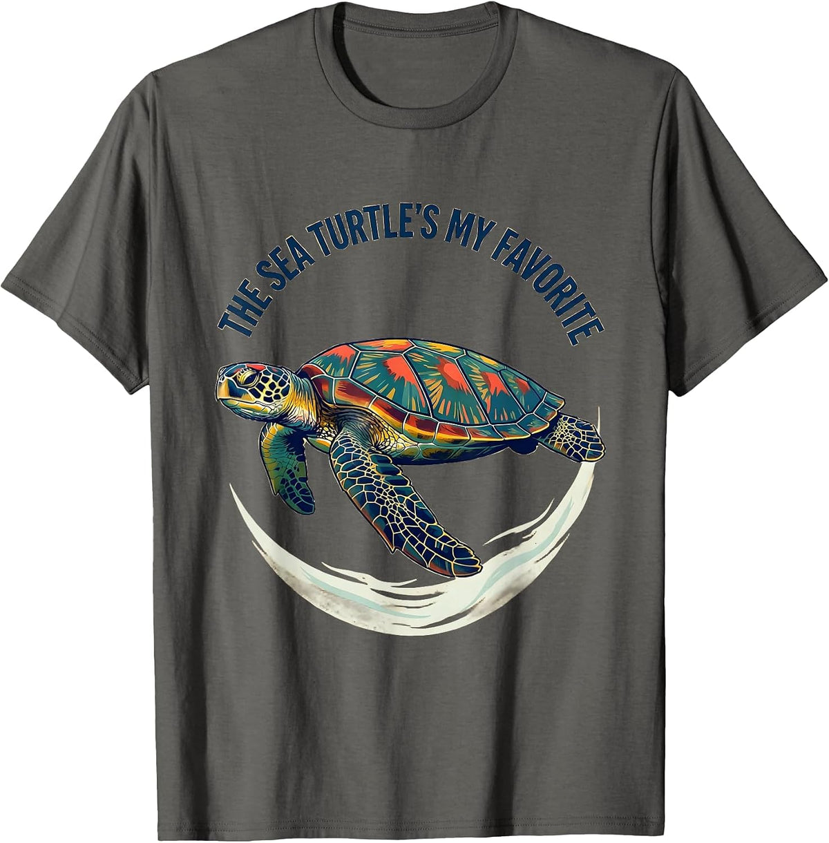 Men's The Sea Turtle's My Favorite Screenprint Sea Turtle Lover T-Shirt - Asphalt Grey