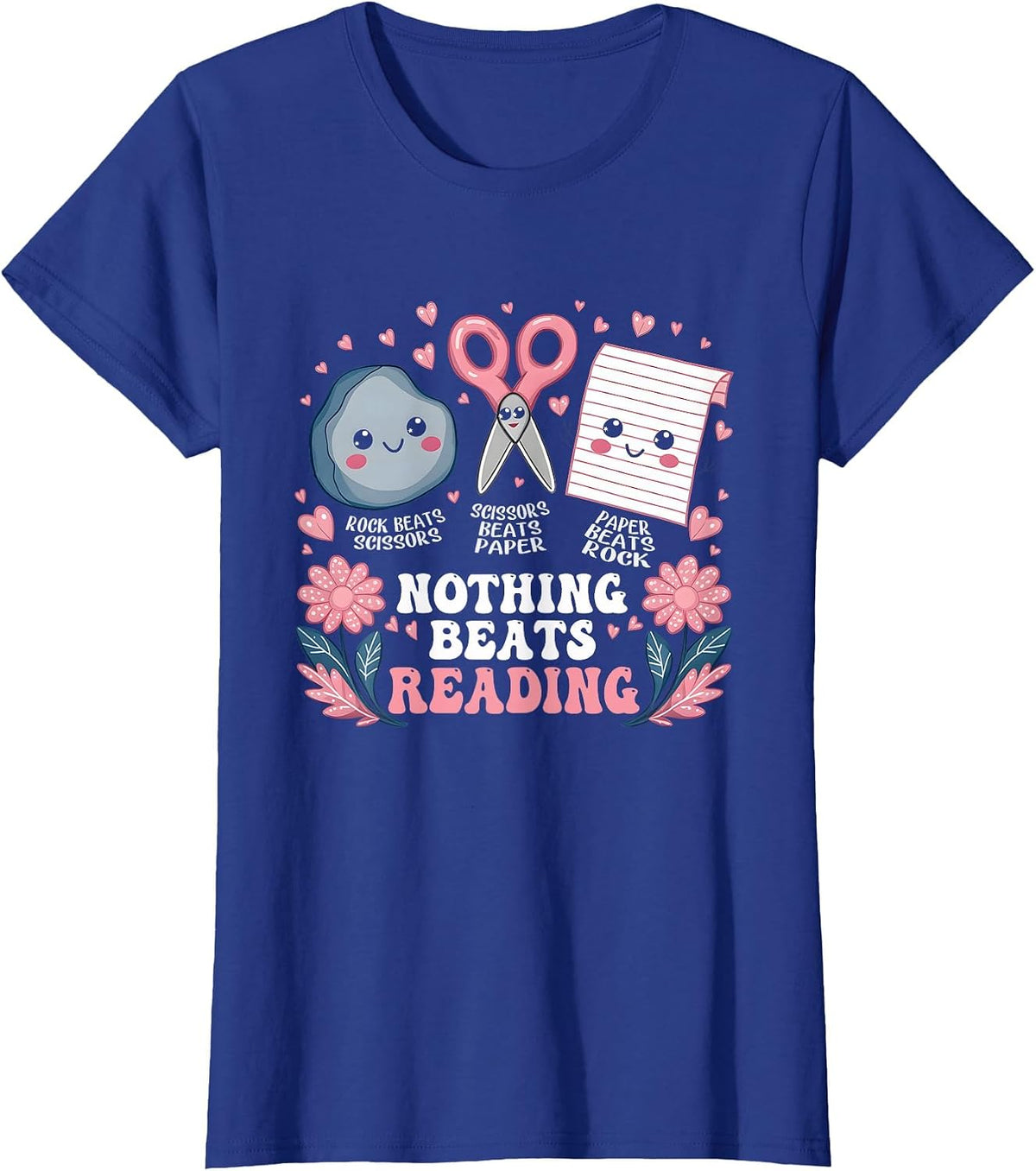 Paper Scissors Tees T-Shirt for Kids Students - Royal Blue