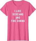 I Like Screamo and FINE Dining Funny Emo Goth Punk Music T-Shirt, Women, Pink Heather, XX-Large - As Pictured