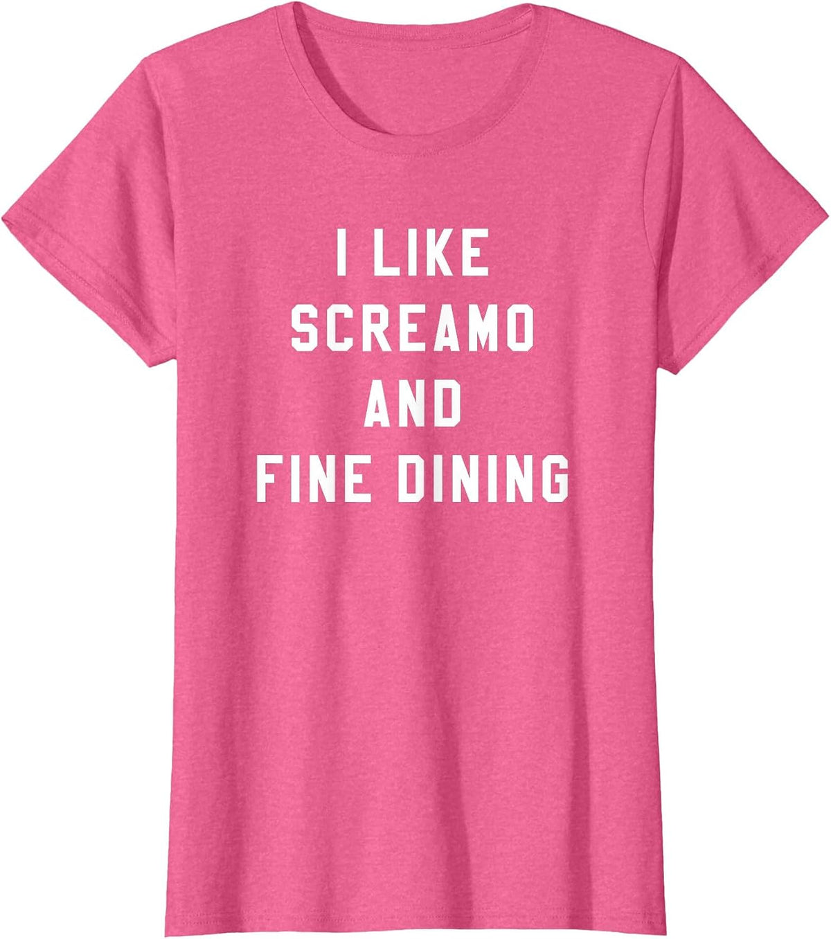 I Like Screamo and FINE Dining Funny Emo Goth Punk Music T-Shirt, Women, Pink Heather, XX-Large - As Pictured