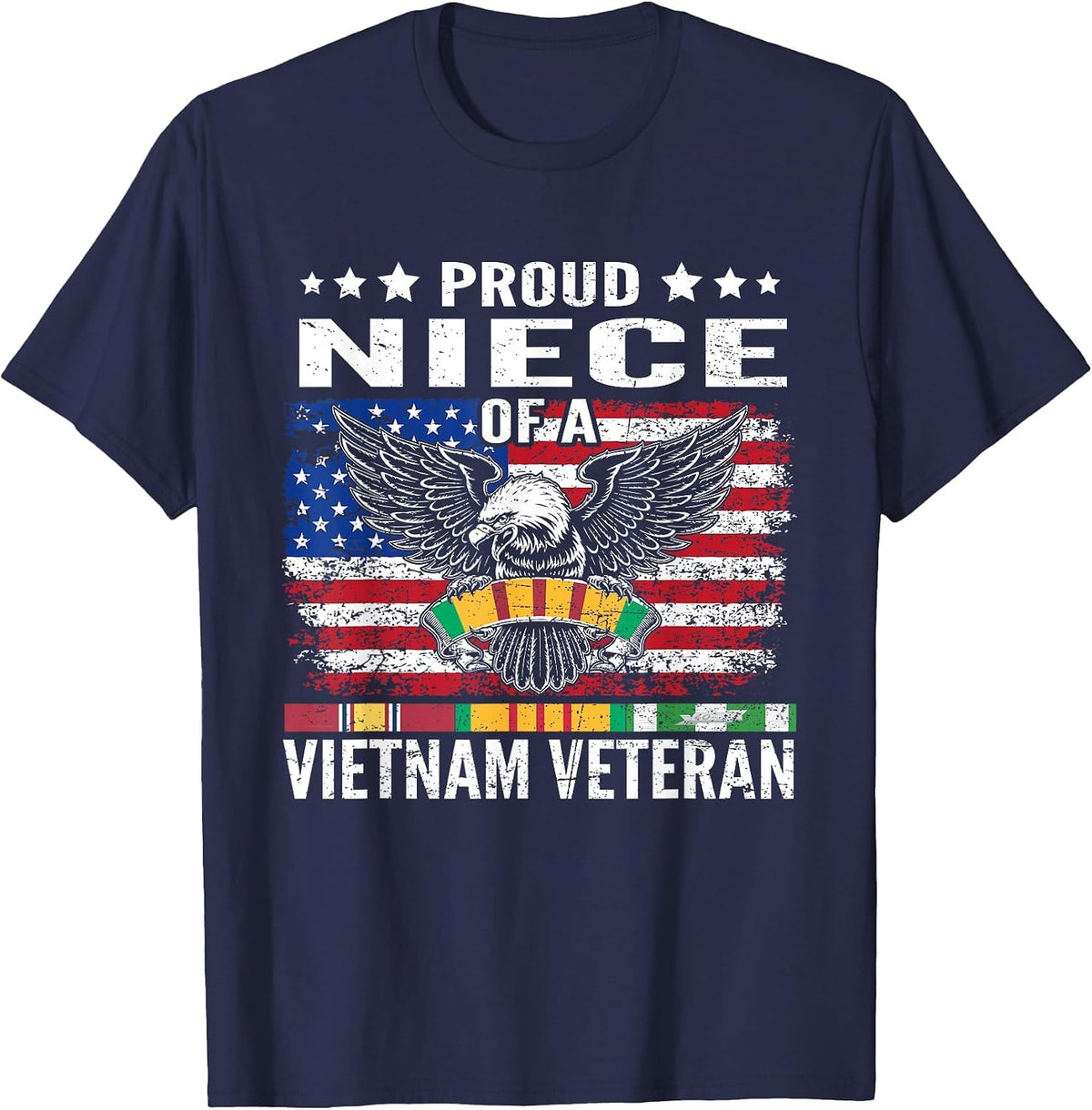 Proud Niece of A Vietnam Veteran Family Matching T-Shirt - Navy Blue