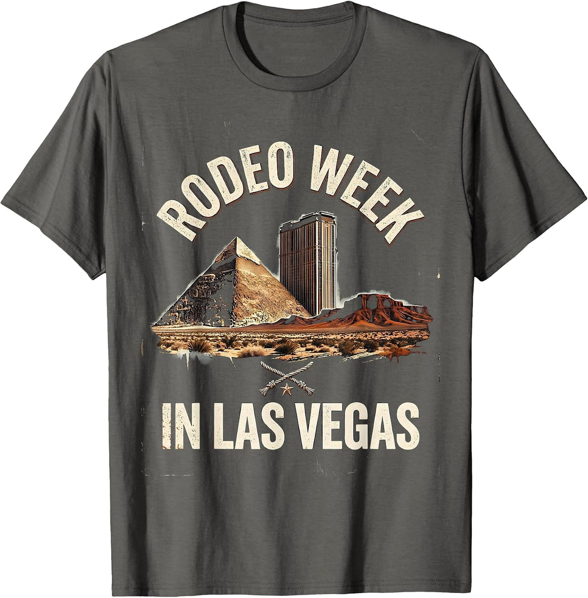 Rodeo Week In Las Vegas Distressed Las Vegas Souvenir T-Shirt - Asphalt Grey