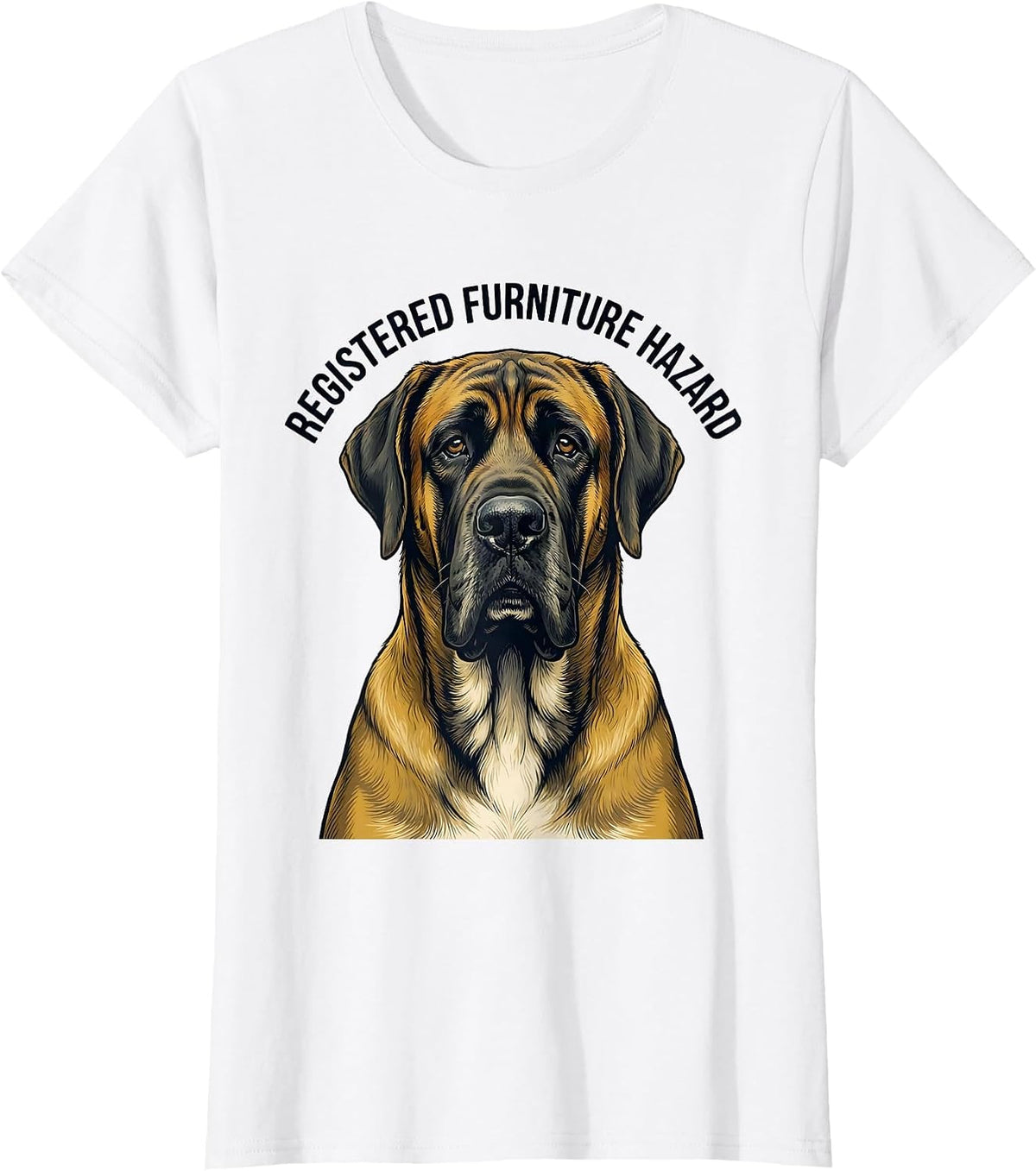 Women's Registered Furniture Hazard Funny Great Dane Dog Lover Meme T-Shirt - White