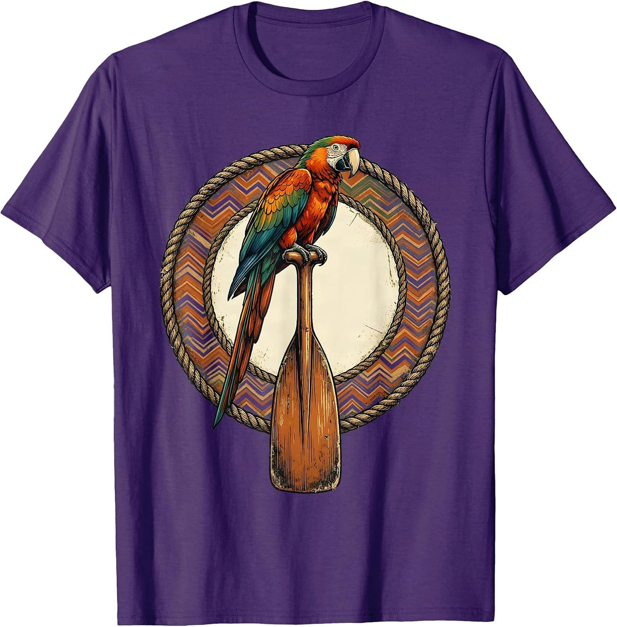 Aloha Parrot on Outrigger Canoe Paddle T-Shirt - Purple
