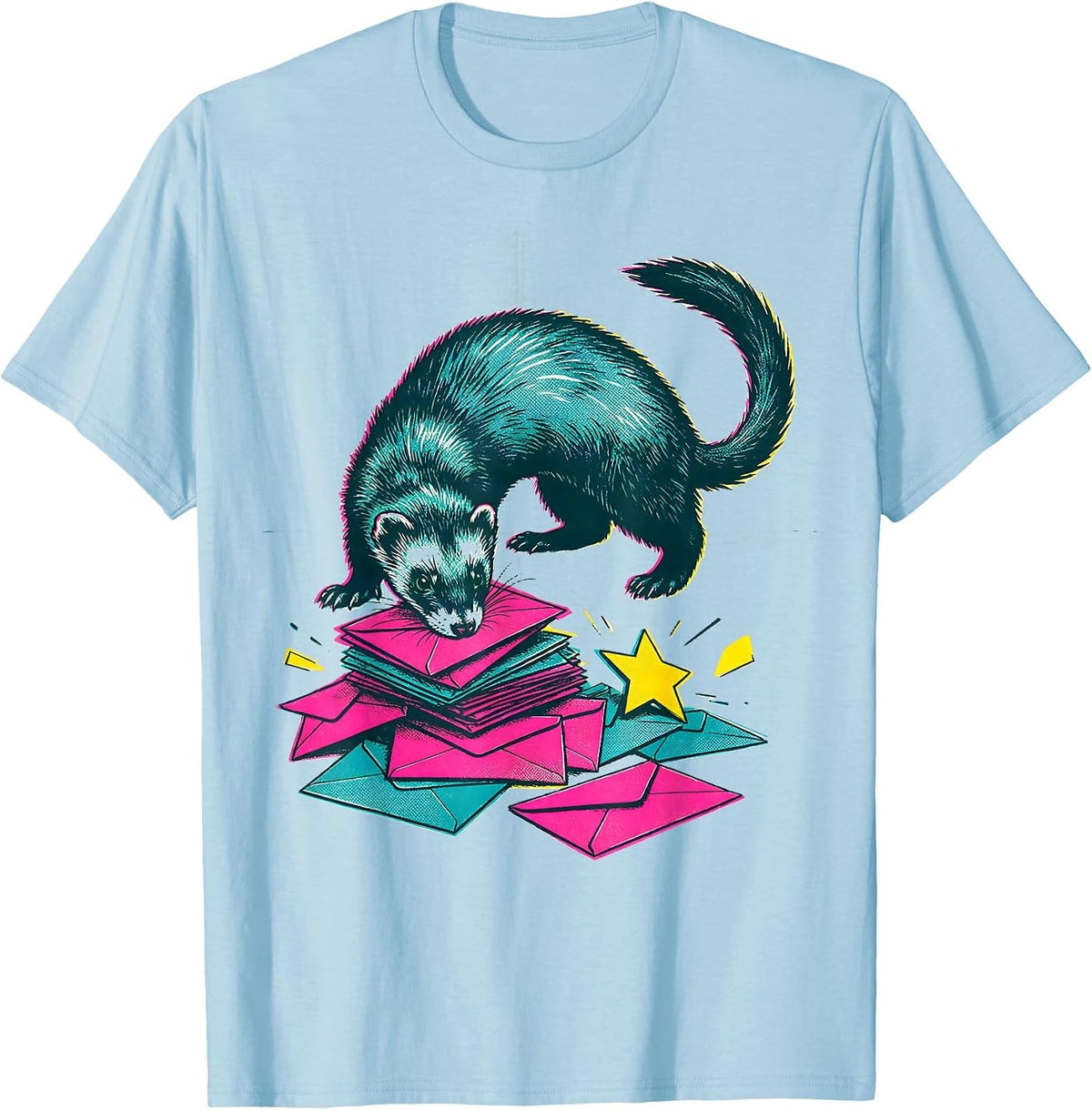 Men's Ferret Burrow Chaos Holiday Humor Gift T-Shirt - Baby Blue