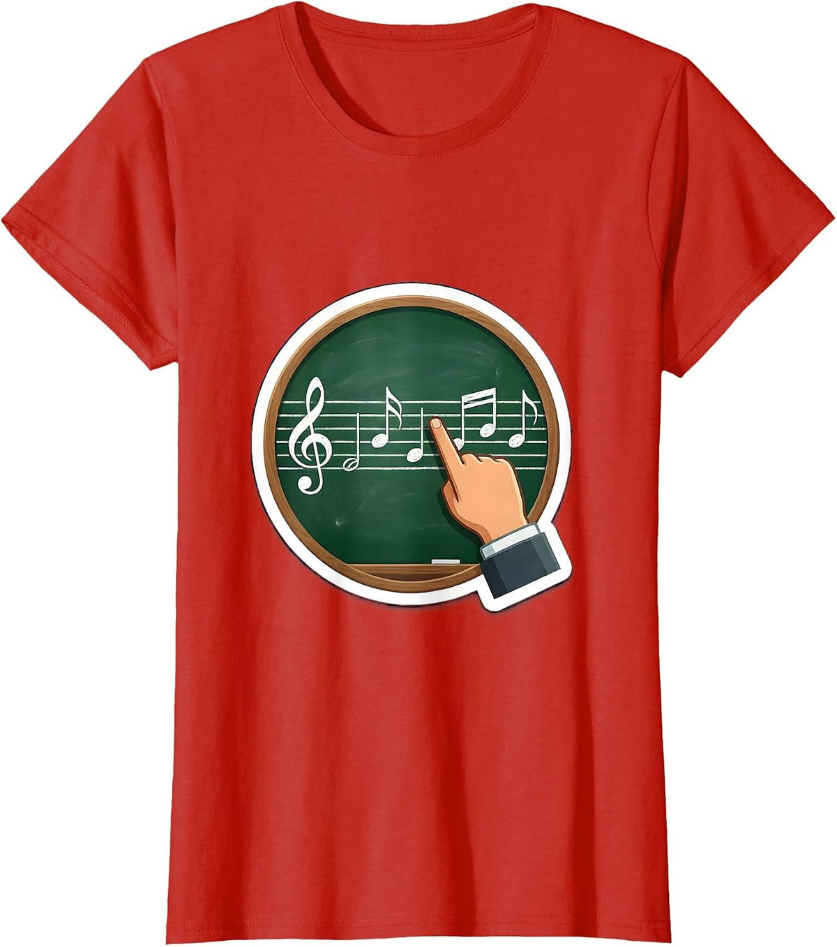 Music Teacher Chalkboard Notes Illustration T-Shirt - Red