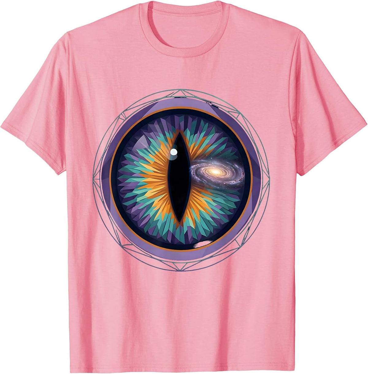 Men's Cat Eye Galaxy Reflection Cosmic Universe Art T-Shirt - Pink
