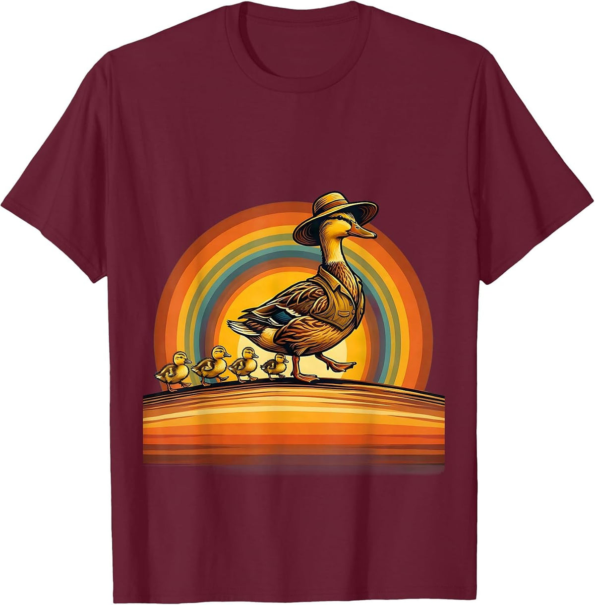 Men's Daycare Teacher Duck Parade Graphic T-Shirt - Burgundy
