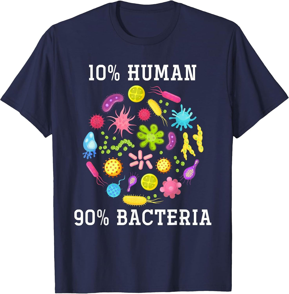 10% Human 90% Bacteria Biology T-Shirt - Navy Blue