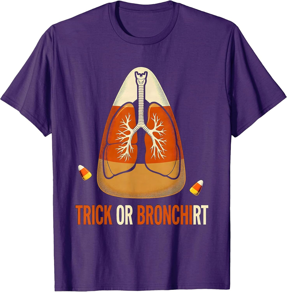 Trick Or Bronchi RT Funny Respiratory Therapist Halloween T-Shirt - Purple