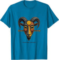 Chief Hell Officer Occult Satanic Goat Head Dark Gothic T-Shirt - Sapphire Blue