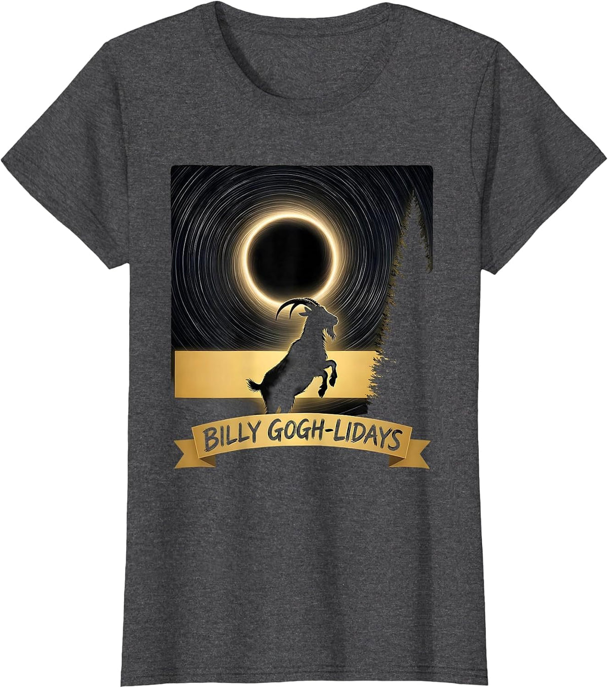 Women's Billy Gogh-lidays Whimsical Van Gogh Art Lover Pet Owner T-Shirt - Dark Heather Grey