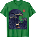 Men's Cool Funny Animal Surfing Japanese Wave Kanagawa Pet Lover T-Shirt - Kelly Green