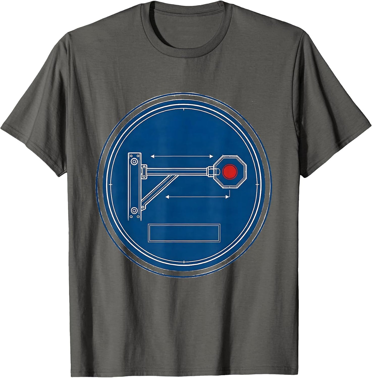 School Bus Stop Arm Technical Blueprint Driver Appreciation T-Shirt - Asphalt Grey