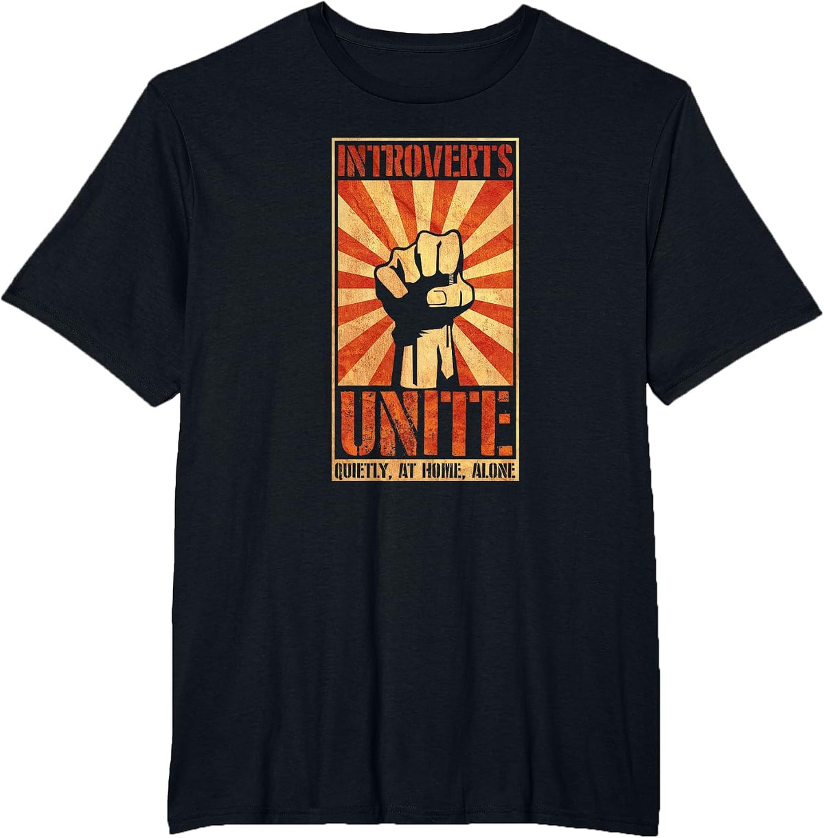 Introverts Unite Quietly, At Home, Introverted, Anti Social T-Shirt - Black