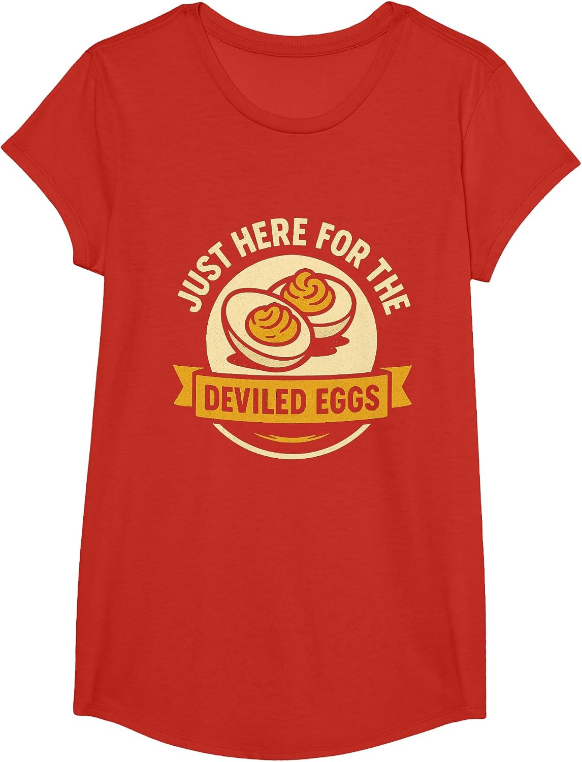 Funny Deviled Eggs Thanksgiving Food Humor T-Shirt - Girls Red