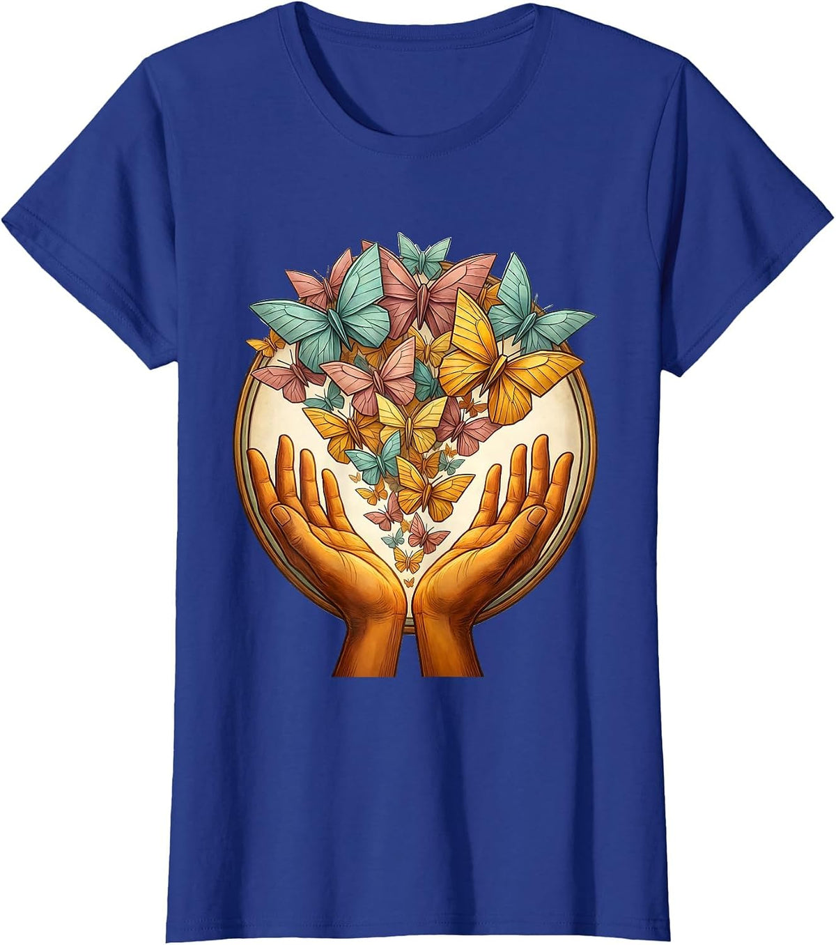 Women's Autism Awareness Butterfly Release Graphic T-Shirt - Royal Blue