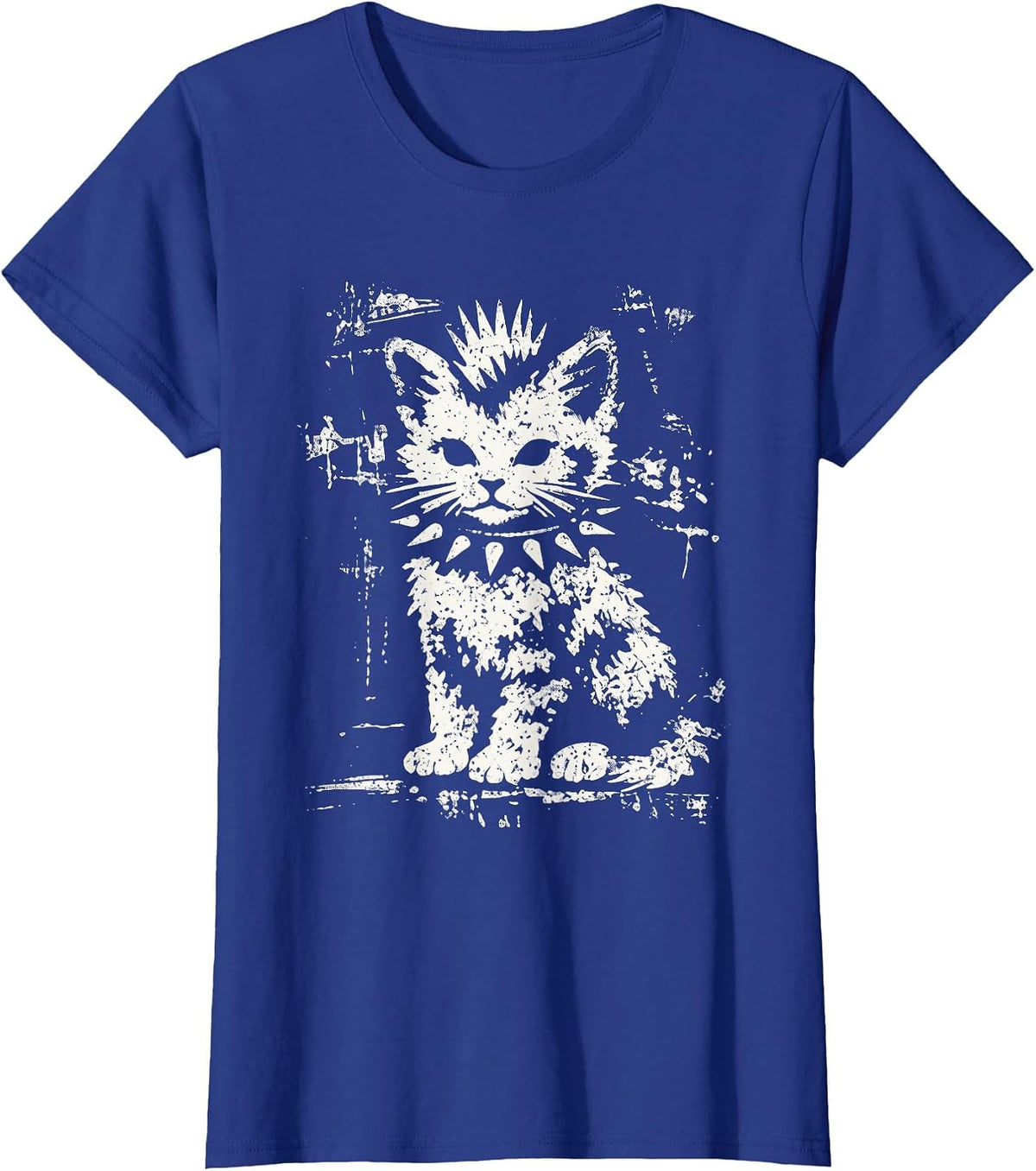 Punk Cat Grunge Rebel Cat Alternative Style T-Shirt - Royal Blue