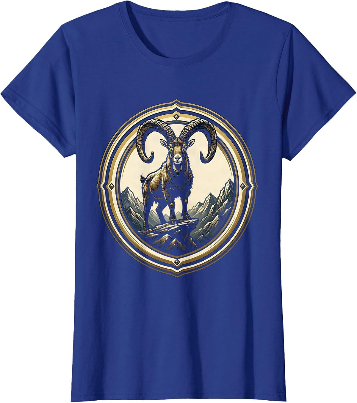 Women's Mountain Goat Cliff Edge Freedom Long Sleeve T-Shirt - Royal Blue