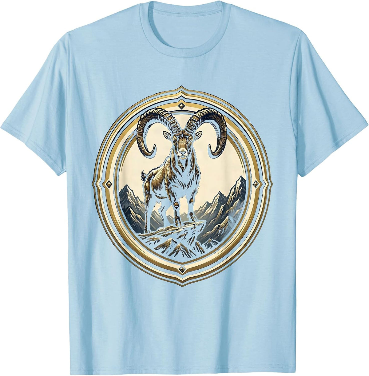 Men's Mountain Goat Cliff Edge Freedom Long Sleeve T-Shirt - Baby Blue