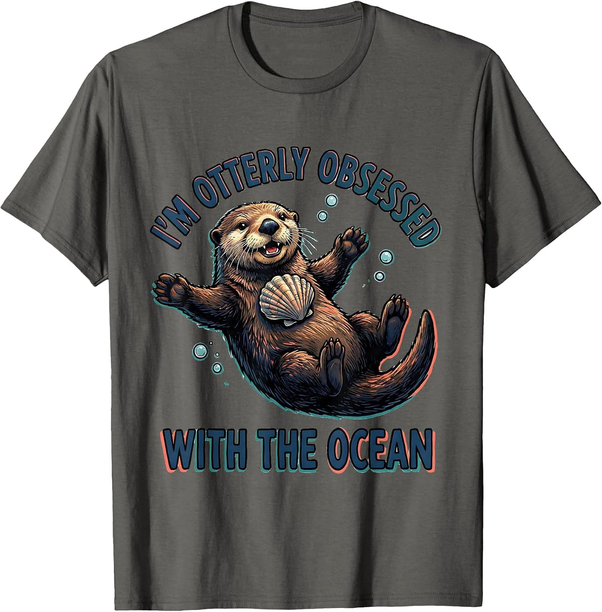 Men's I'm Otterly Obsessed With The Ocean Future Marine Biologist T-Shirt - Asphalt Grey