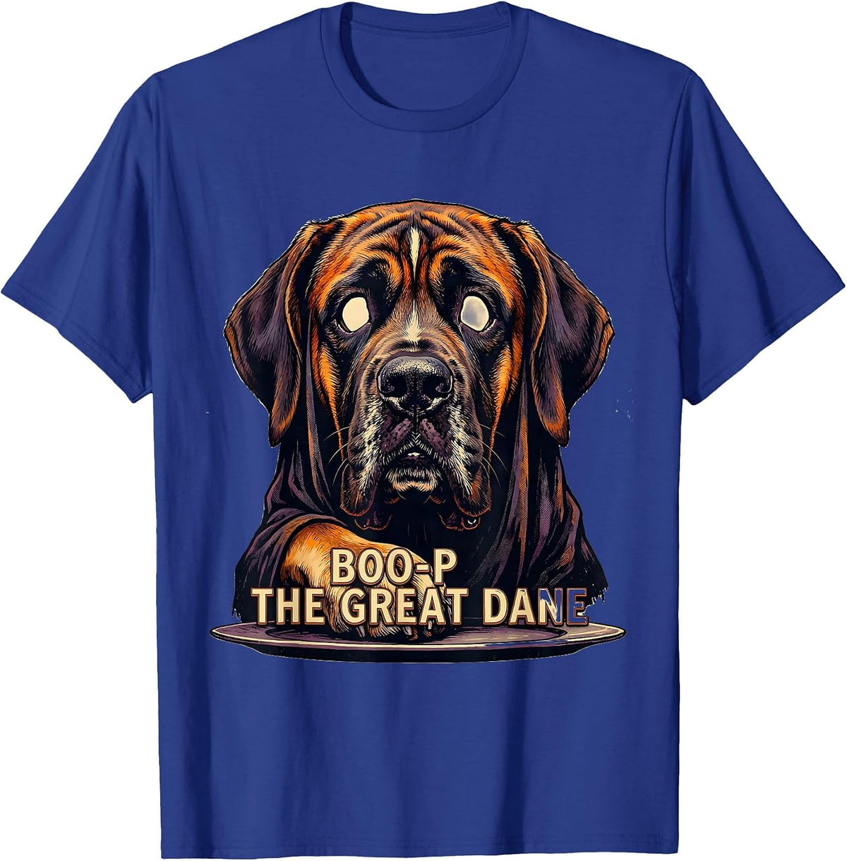 Boo-P The Great Dane Vintage Funny Dog Lover Halloween T-Shirt - Royal Blue