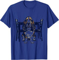 Basset Hound Under Table Rubber Stamp Humor Dog Lover T-Shirt - Royal Blue