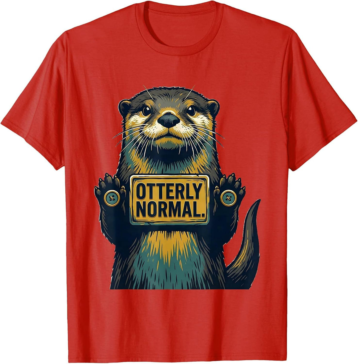 Men's Otterly Normal Midcentury Modern Funny Otter Lover Gift T-Shirt - Red