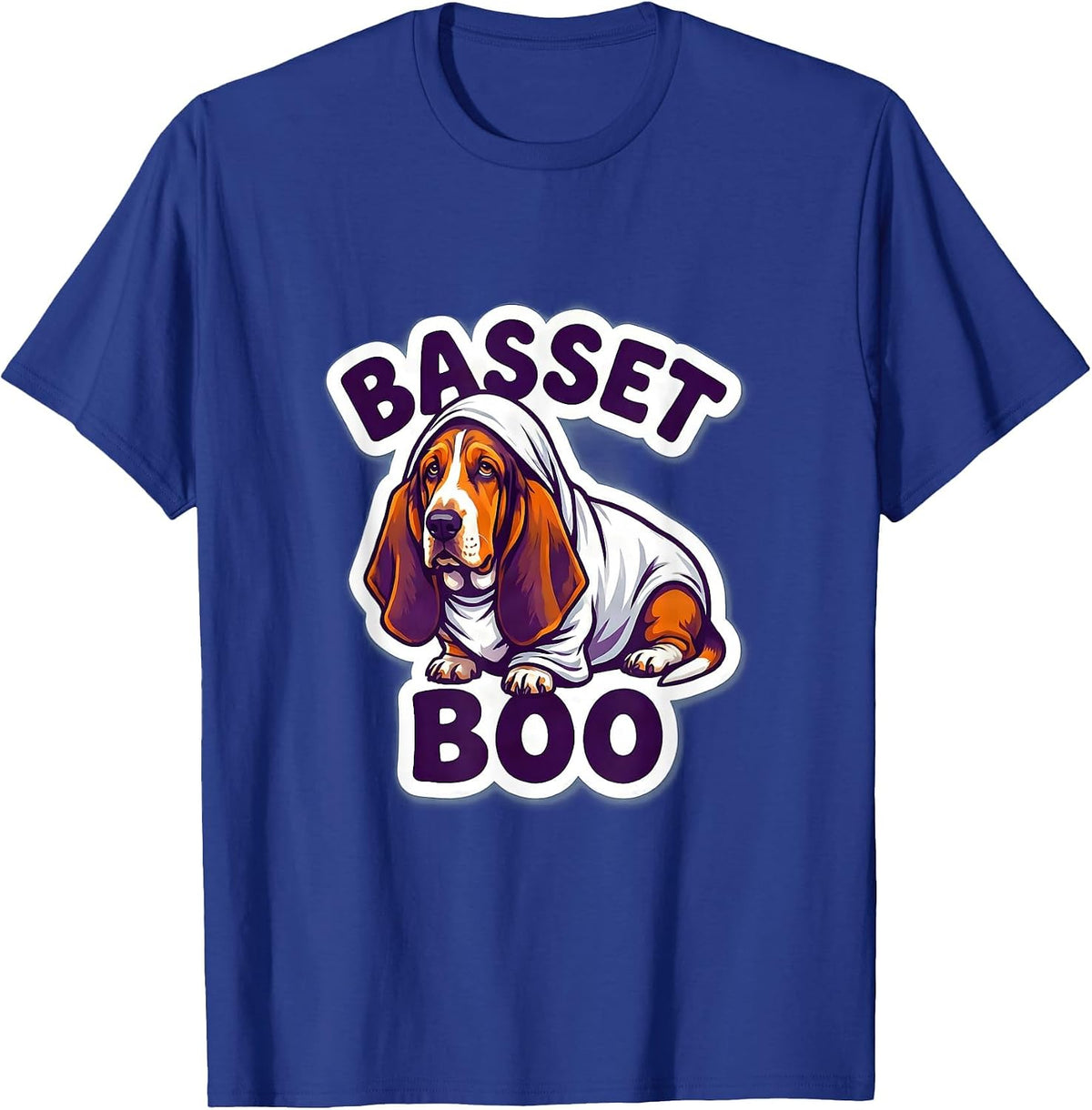 Men's Bassetboo Funny Basset Hound Ghost Halloween Dog Lover T-Shirt - Royal Blue