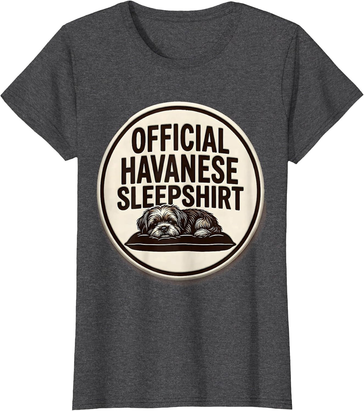 Women's OFFICIAL HAVANESE SLEEPSHIRT Cute Dog Breed Pajama Nightgown T-Shirt - Dark Heather Grey